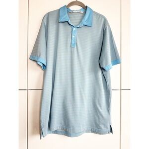 Travis Mathew Mens Polo Shirt Golf Blue Gray Stripe Size Large